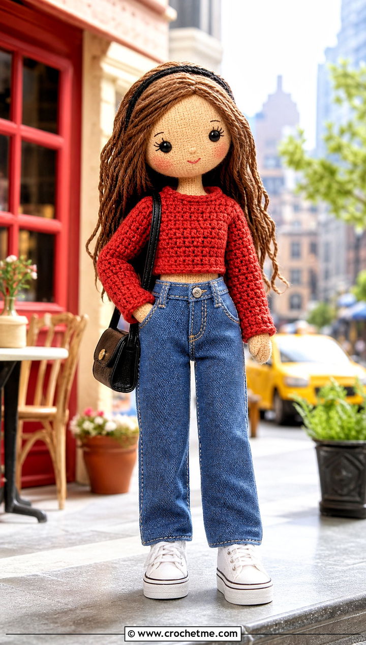 Cropped Toy Sweater With High Waist Jeans - 25 Crochet Sweater For Toy outfit ideas