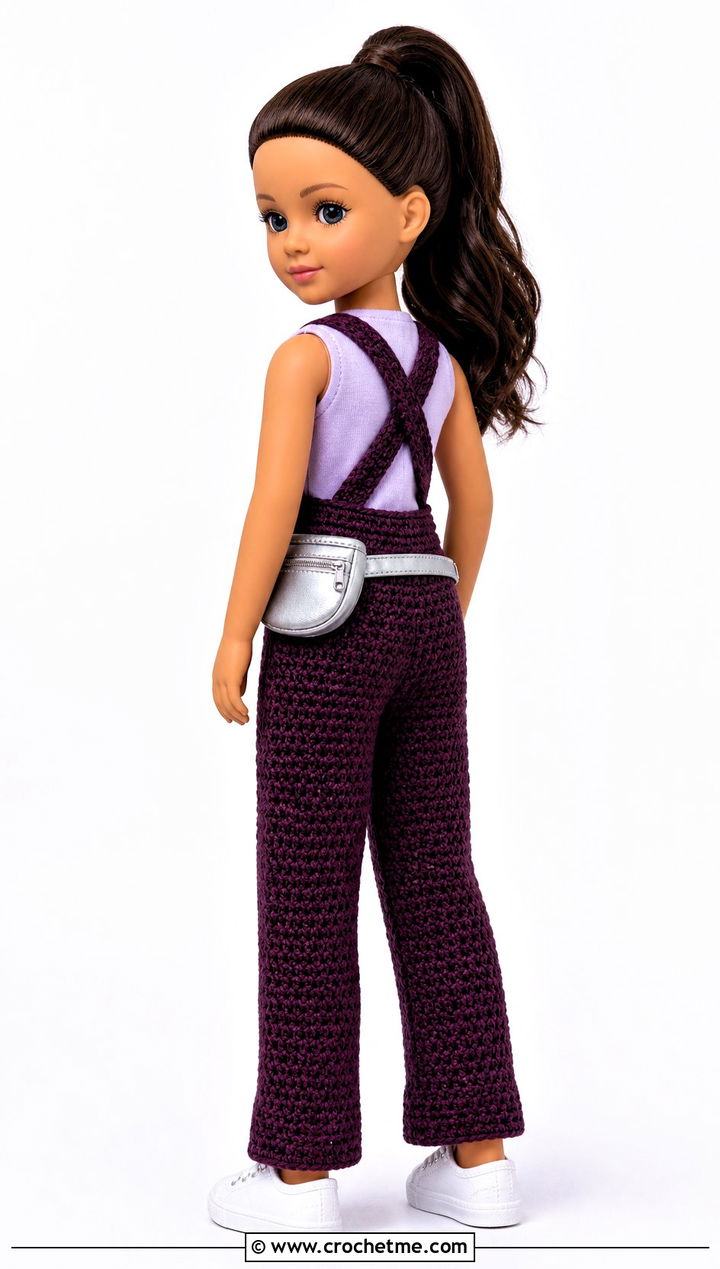 Cross Back Crochet Doll Overalls With Sleeveless Top - 30 crochet doll overalls outfit ideas