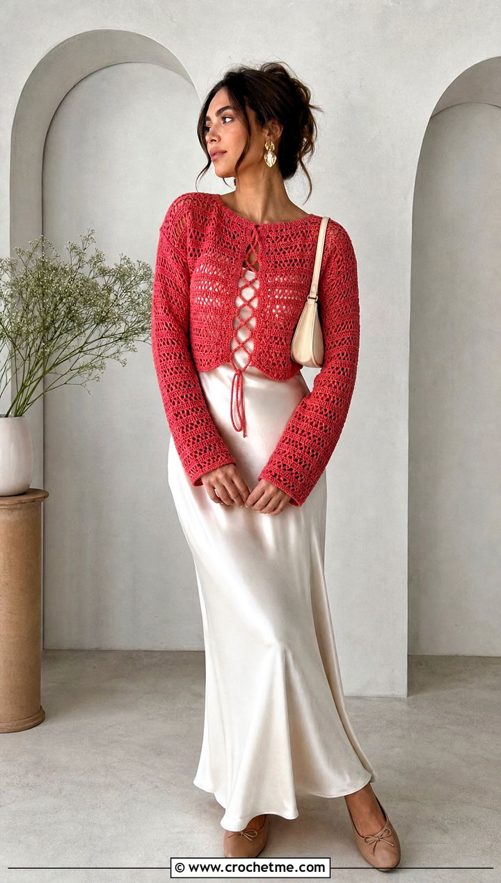 Cross My Heart Crochet Sweater With Slip Dress - 20 Cross My Heart Crochet Sweater outfit ideas