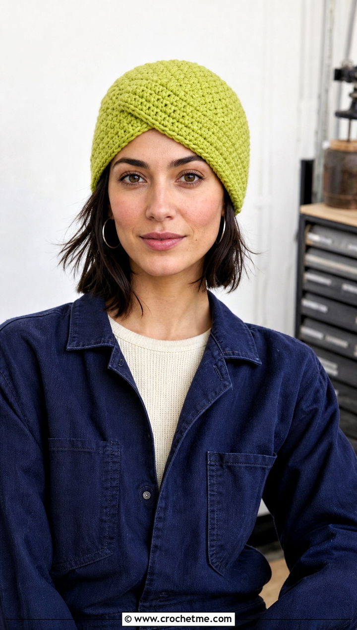 Crossed HDC Beanie With Utility Jumpsuit And Boots - 20 hdc crochet hat outfit ideas
