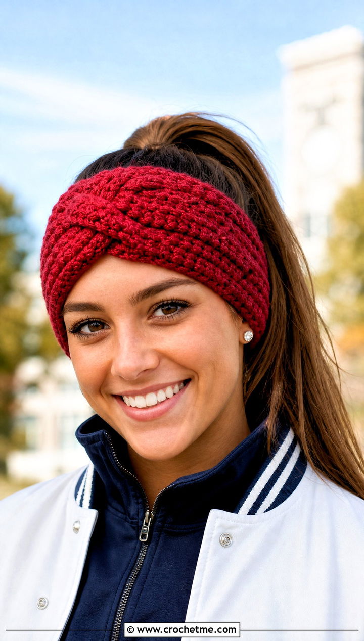 Crossover Bulky Yarn Crochet Headband With Tennis Skirt - 25 bulky yarn crochet headband outfit ideas