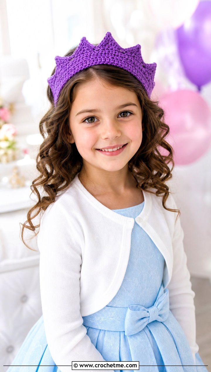 Crown Crochet Child Headband With Party Dress - 20 Crochet Childs Headband outfit ideas