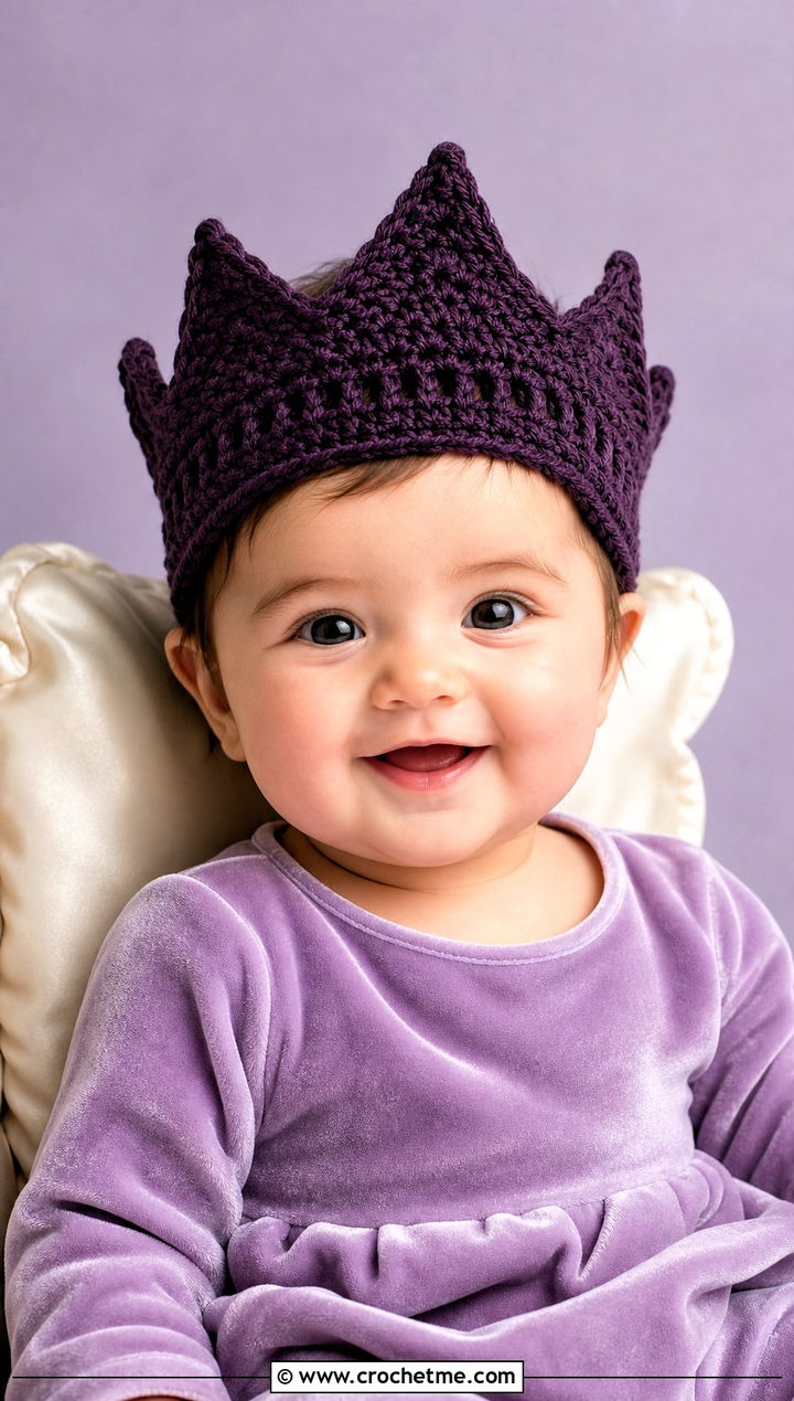 Crown Photo Prop Crochet Hat With Velvet Romper - 15 Photo Prop Crochet Hat outfit ideas