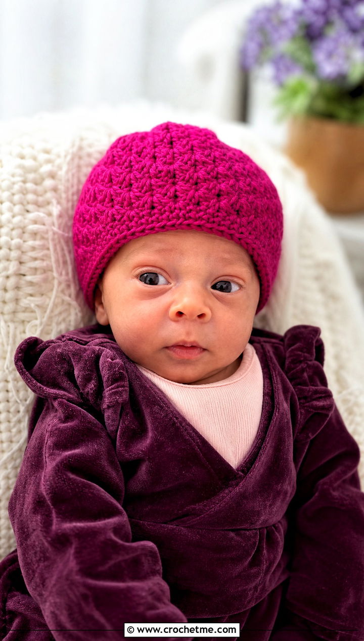Crown Stitch Crochet Beanie With Velvet Look Romper - 25 premie crochet beanie outfit ideas