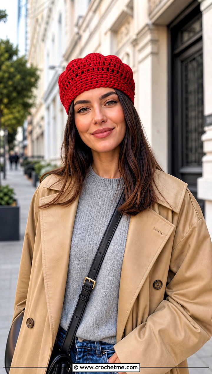 Crown Style Crochet Toppa With Trench Coat And Straight Jeans - 15 Crochet Bob Marley Hat outfit ideas