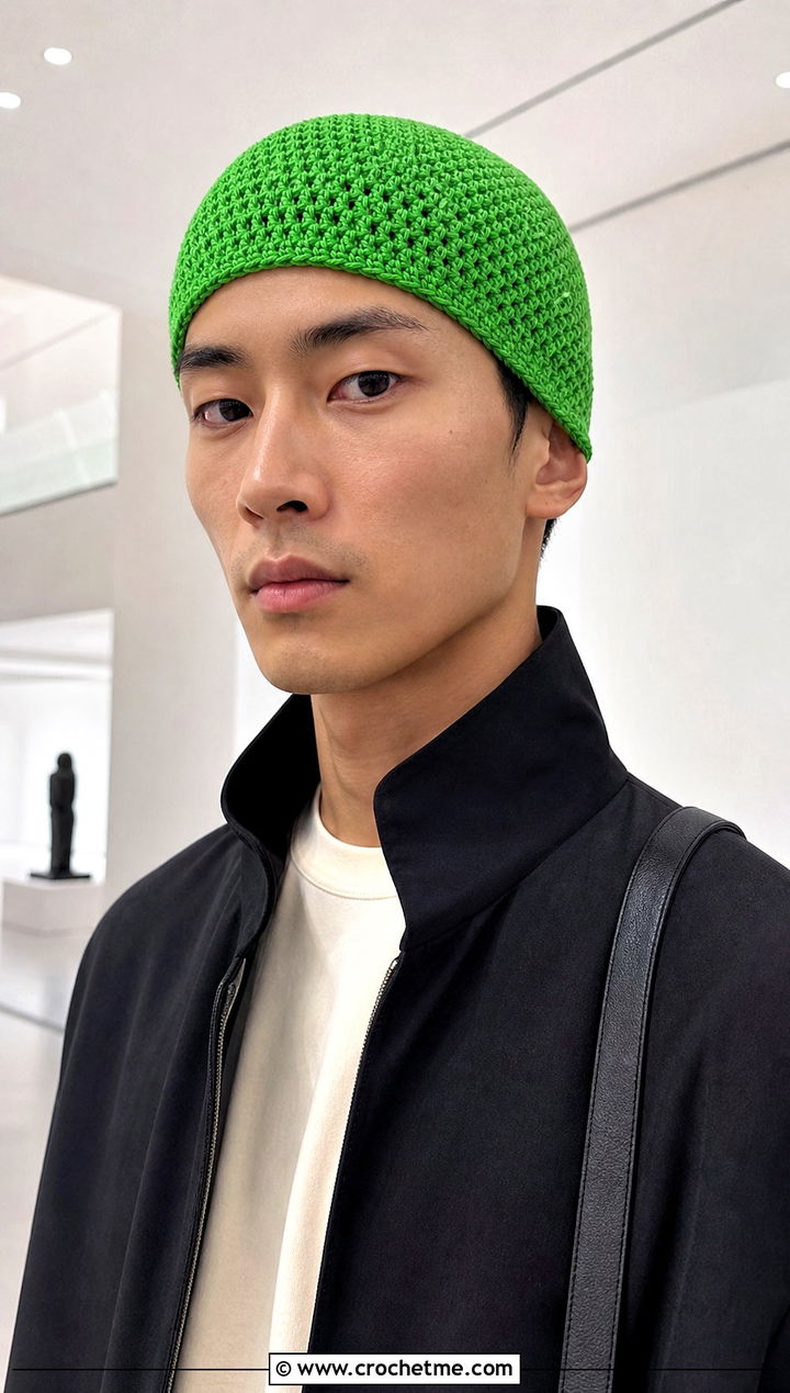 Cuffless Crochet Beanie With Minimalist Outfit - 15 men's crochet beanies outfit ideas