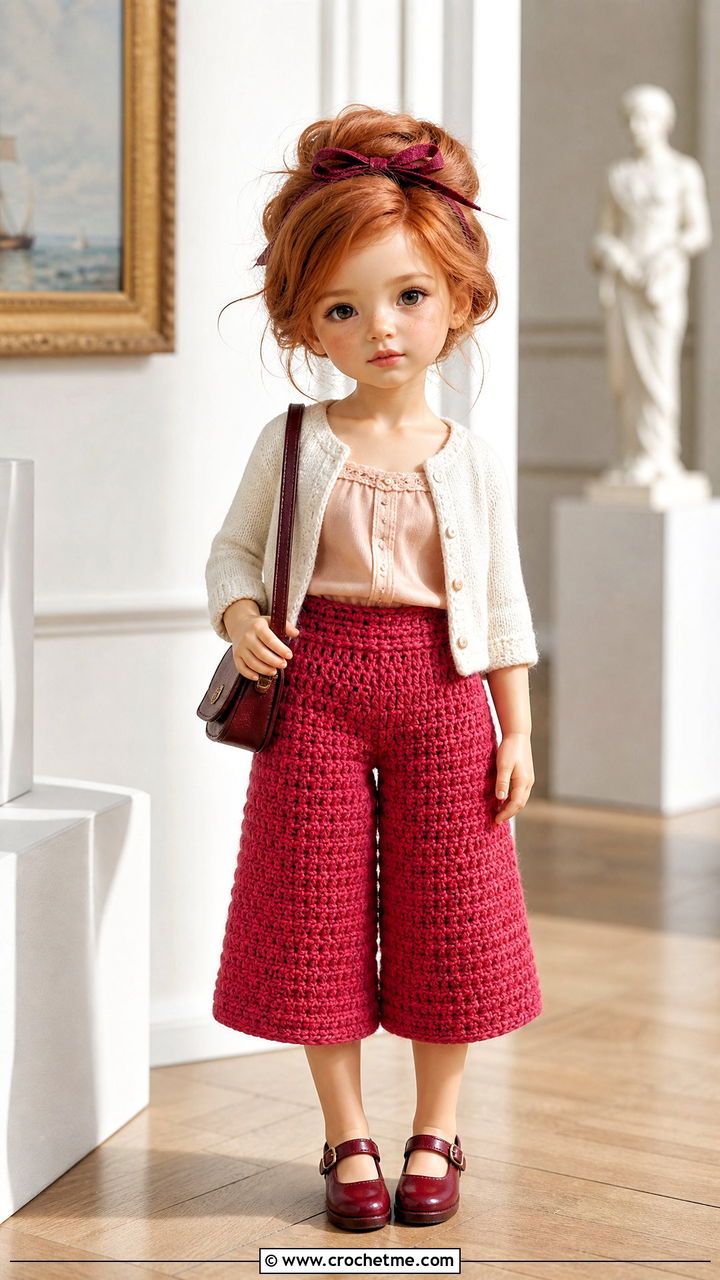 Culotte Crochet Doll Pants With Short Cardigan - 35 crochet doll pants outfit ideas