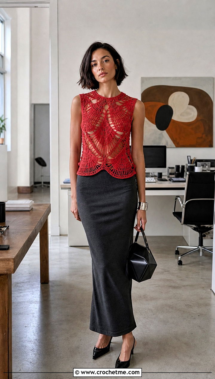 Cult Gaia Eres Corded Hem Crochet Top With Column Skirt - 20 cult gaia crochet top outfit ideas
