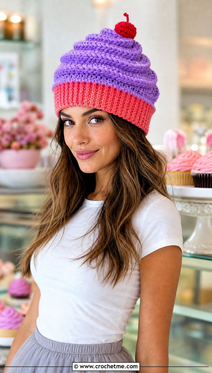 Cupcake Crochet Hat With Tulle Skirt - 30 crochet funny hats outfit ideas