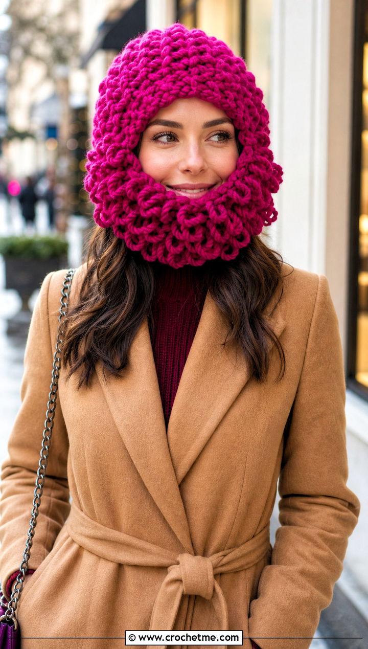 Curly Beard Crochet Beanie With Knit Dress - 25 Beard Crochet Hat outfit ideas