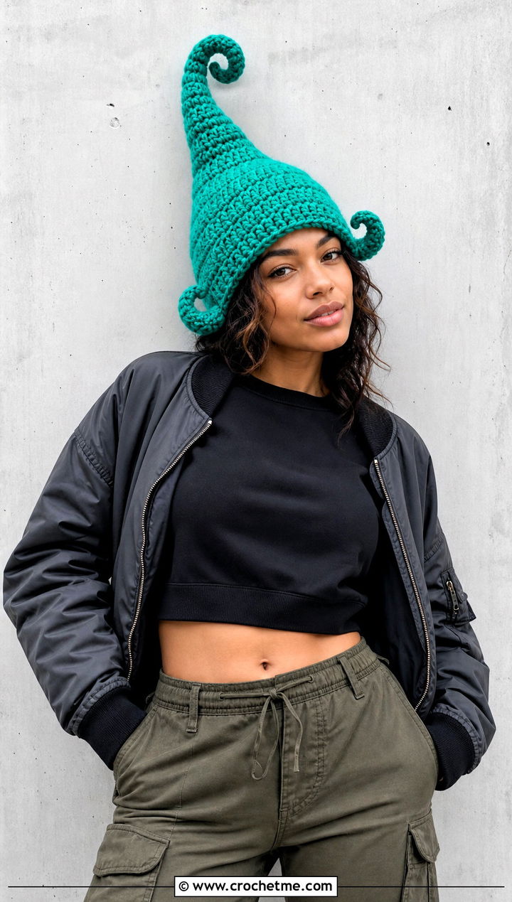 Curly Tip Crochet Cindy Lou Who Hat With Cargo Pants - 20 Crochet Cindy Lou Who Hat outfit ideas