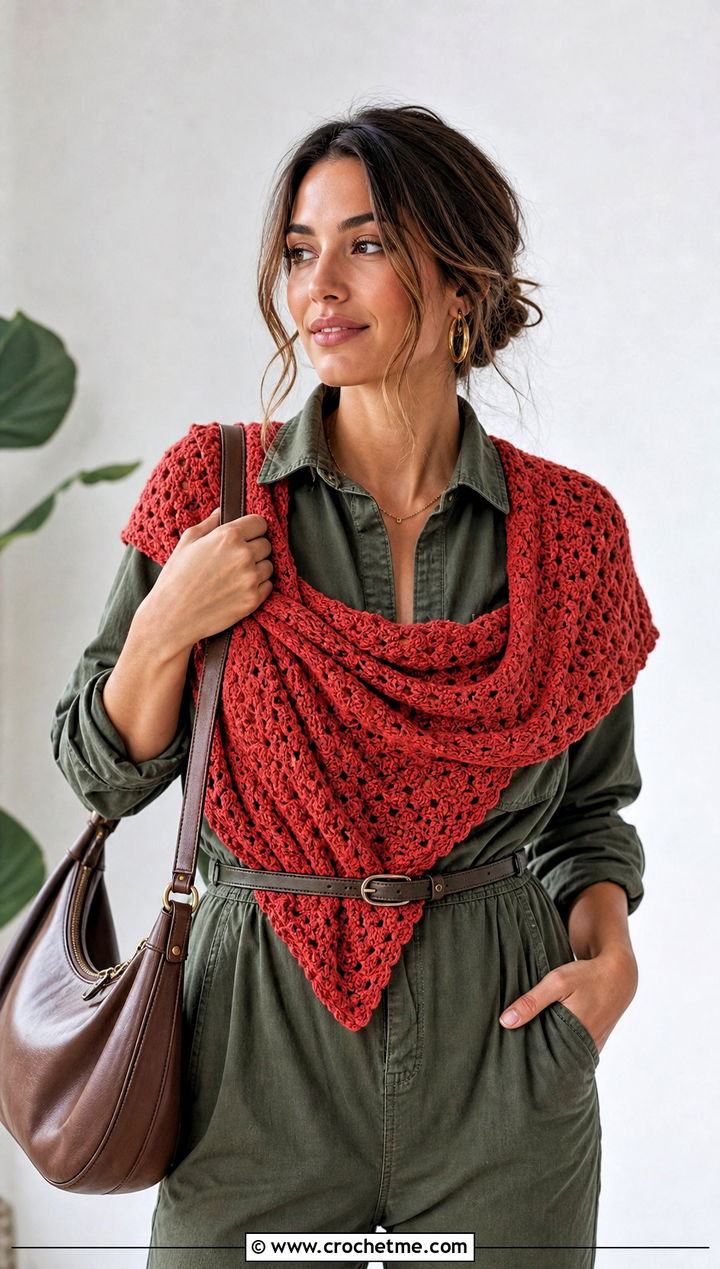 Cypress Key Wrap With Utility Jumpsuit And Clogs - 15 kristin omdahl crochet shawl outfit ideas