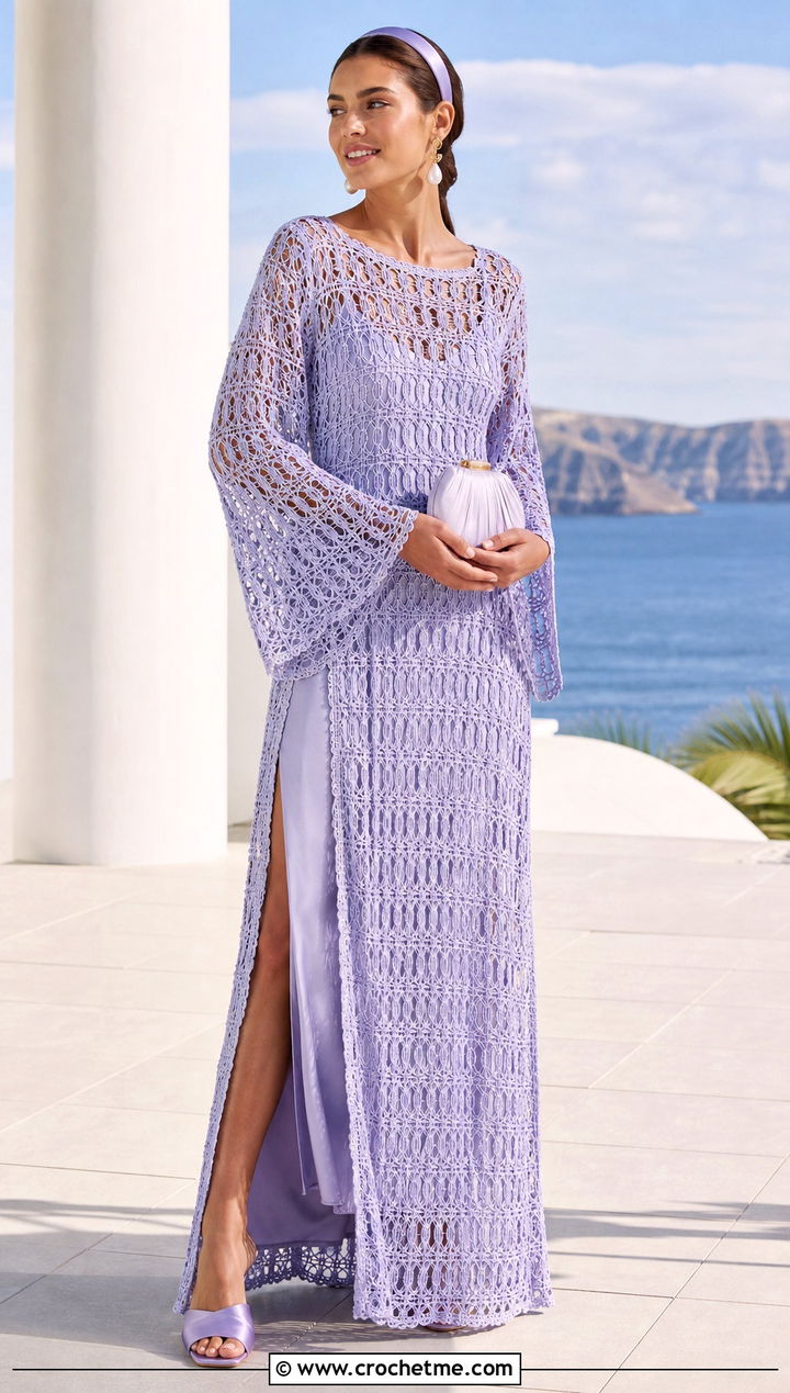 DIY Crochet Tunic Wedding Dress Over Satin Slip - 35 diy crochet wedding dress outfit ideas