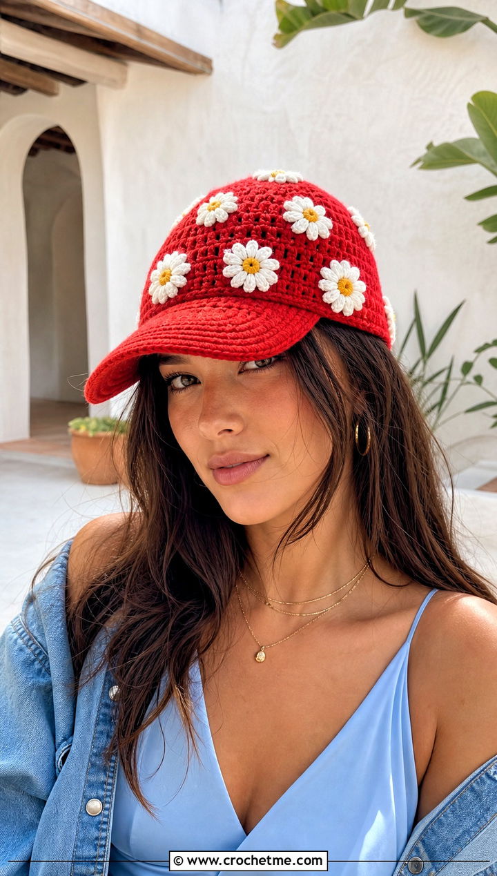 Daisy Amigurumi Baseball Cap With Slip Dress - 25 amigurumi baseball cap outfit ideas