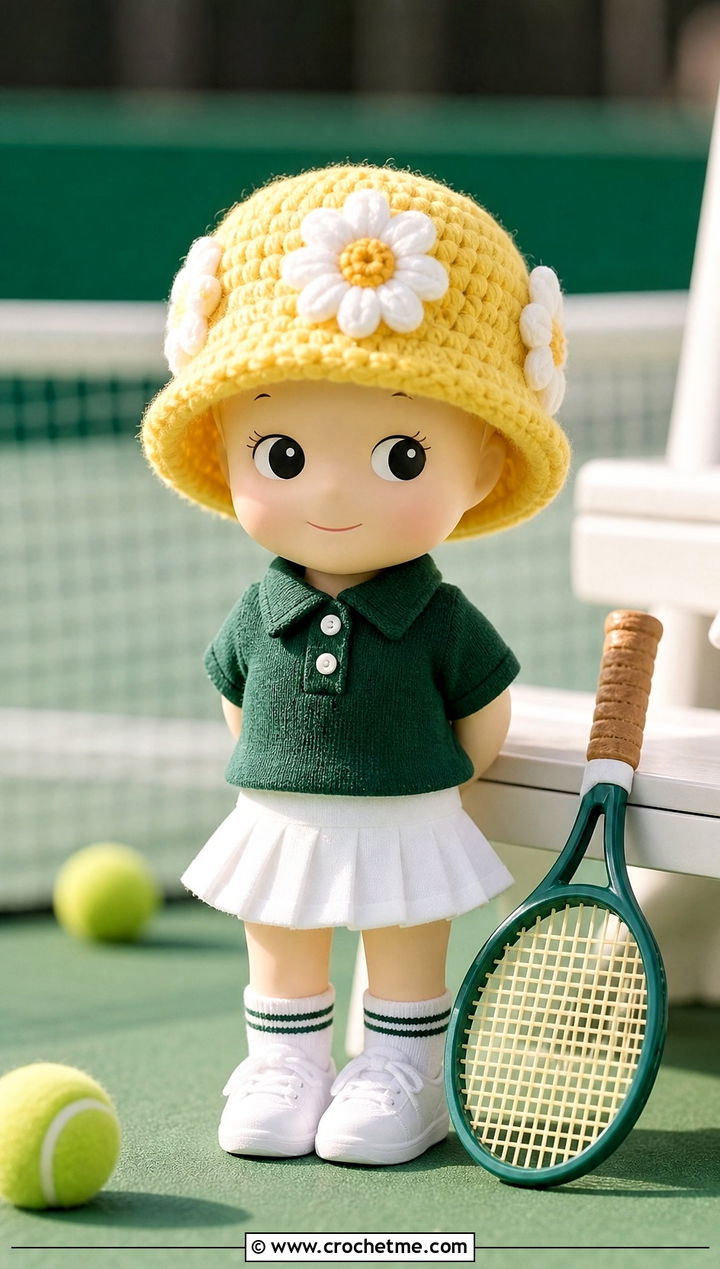 Daisy Bucket Sonny Angel Crochet Hat With Tennis Outfit - 30 sonny angel crochet hat outfit ideas