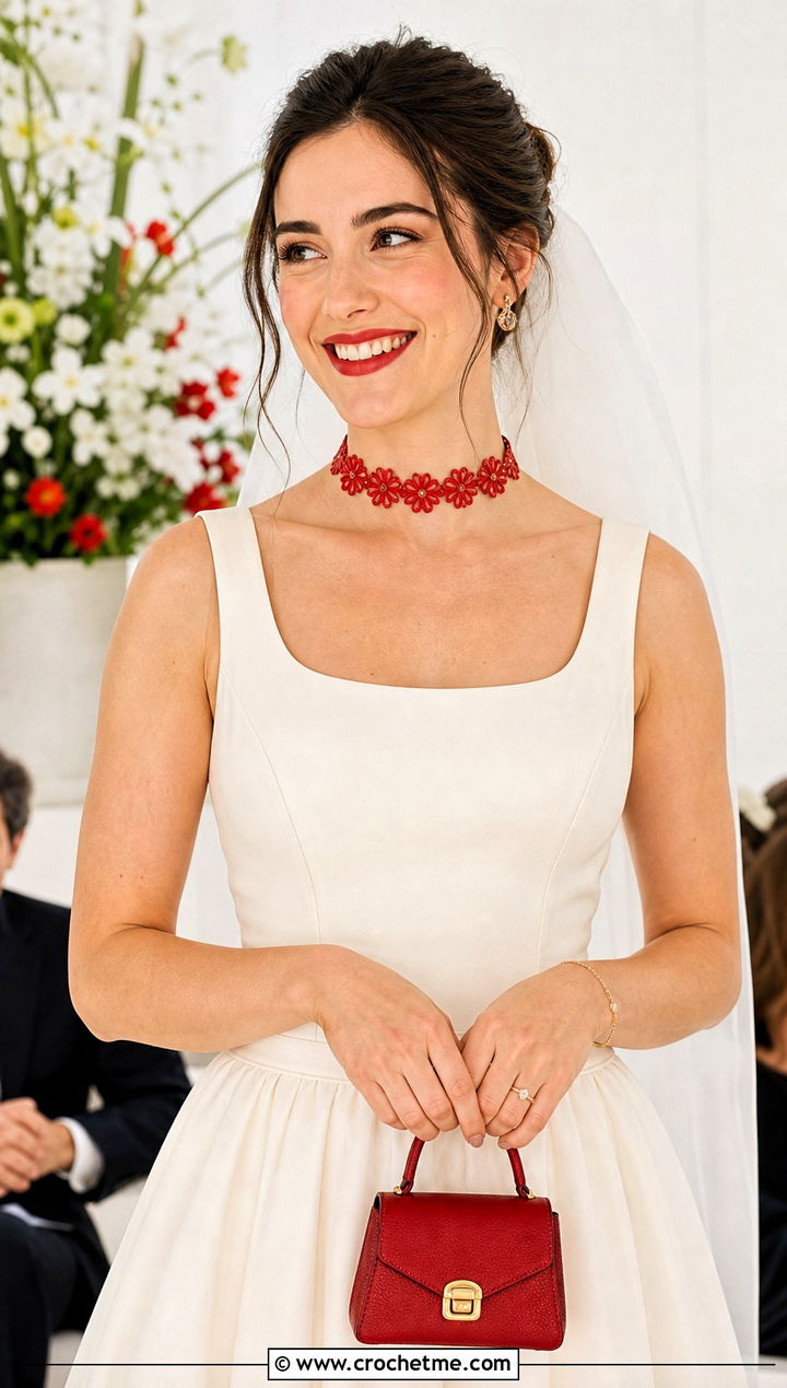 Daisy Lace Crochet Choker With Tea Length Wedding Dress - 15 Wedding Necklace Crochet Collar Choker outfit ideas