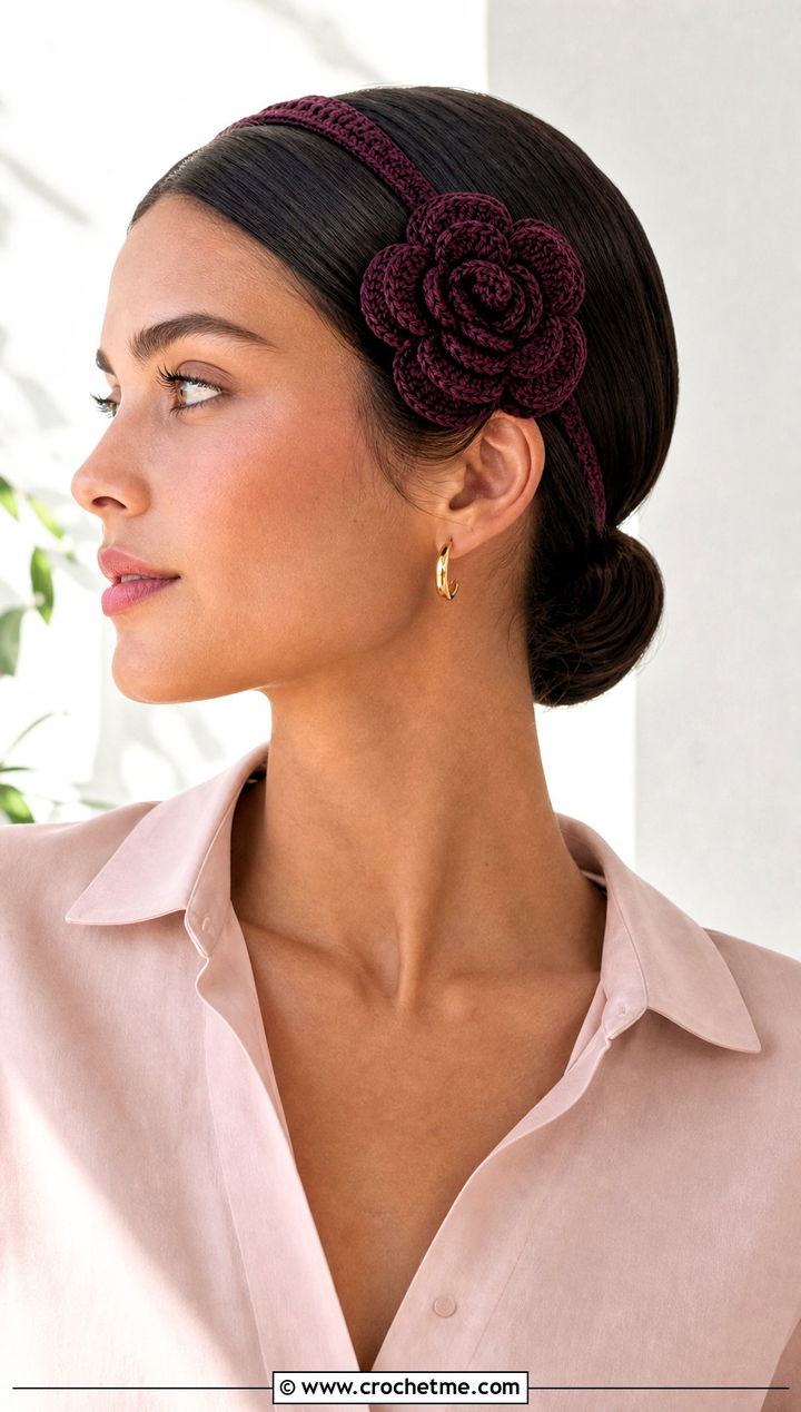 Detachable Flower Crochet Headband Set With Shirt Dress - 15 crochet flower and headband set outfit ideas