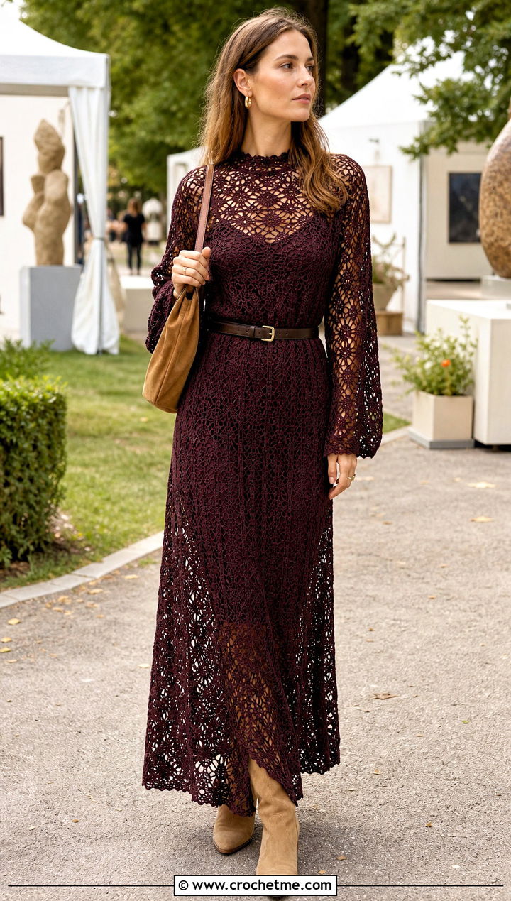 Dior Crochet Lace Maxi Dress With Western Boots - 20 dior crochet dress outfit ideas