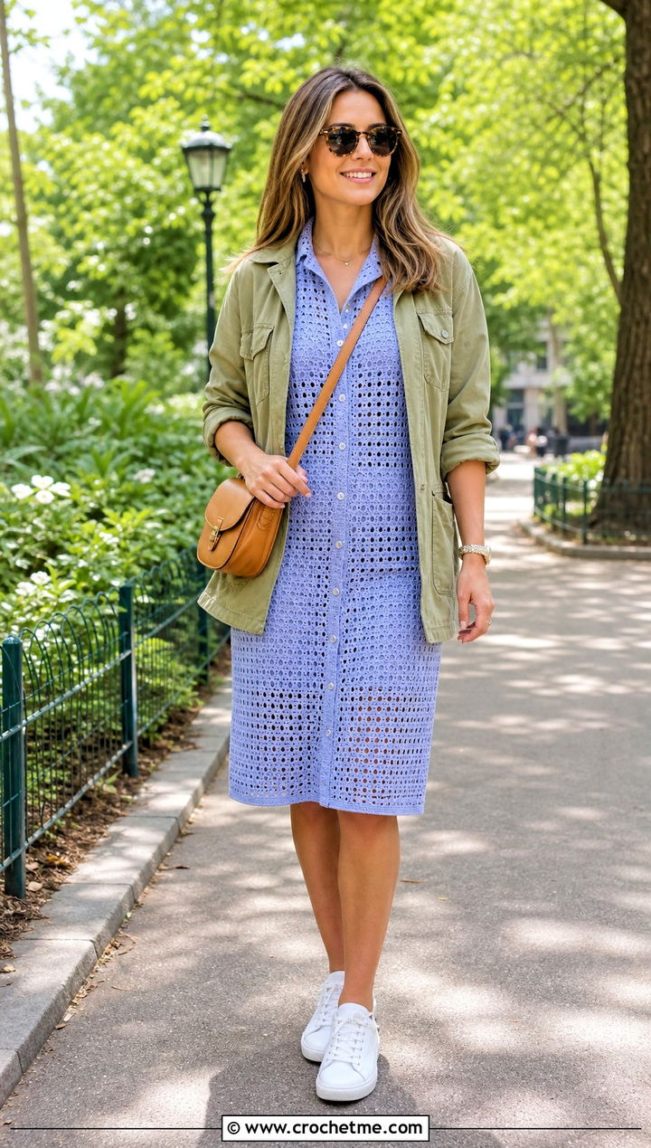 Dior Crochet Shirtdress With Utility Jacket - 20 dior crochet dress outfit ideas