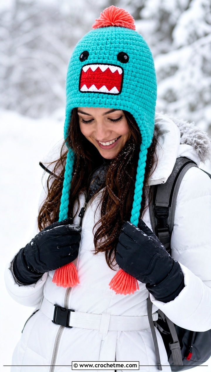 Domo Kun Crochet Tassel Hat With Snow Outfit - 25 Domo Kun Crochet Hat outfit ideas