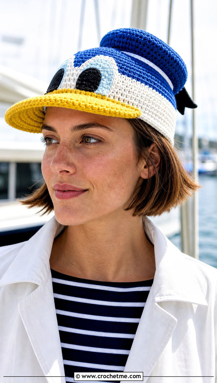 Donald Duck Sailor Hat With Striped Shirt - 30 disney crochet hat outfit ideas