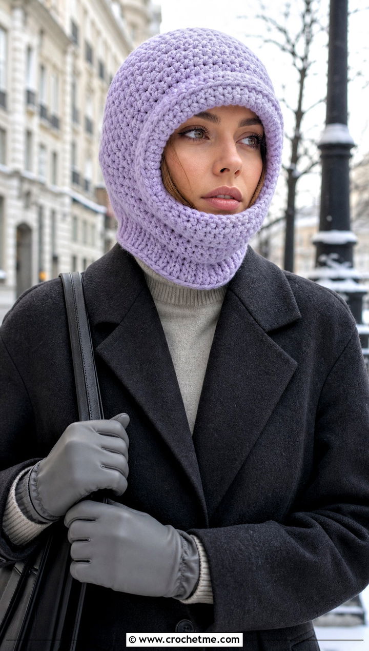 Double Crochet Balaclava Hat With Wool Coat - 30 double crochet hat outfit ideas