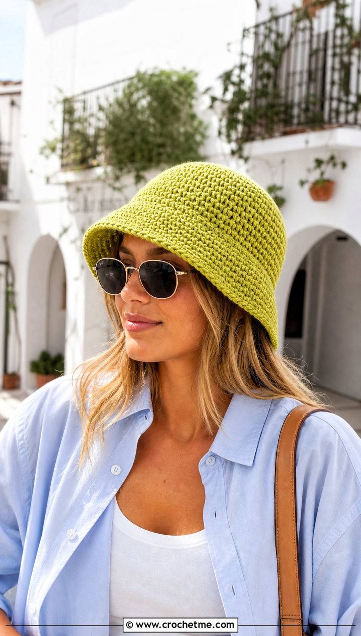Double Crochet Bucket Hat With Oversized Shirt - 30 double crochet hat outfit ideas