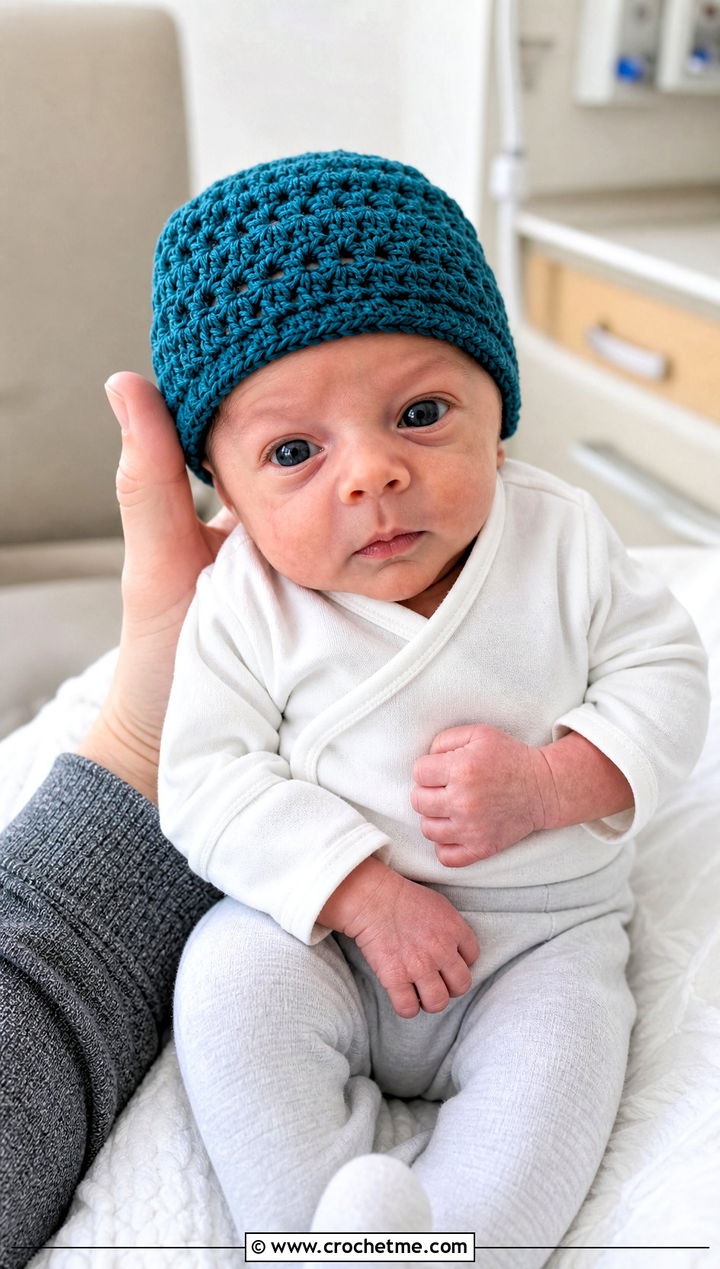 Double Crochet Preemie Beanie With Kimono Shirt - 30 crochet premie hats outfit ideas