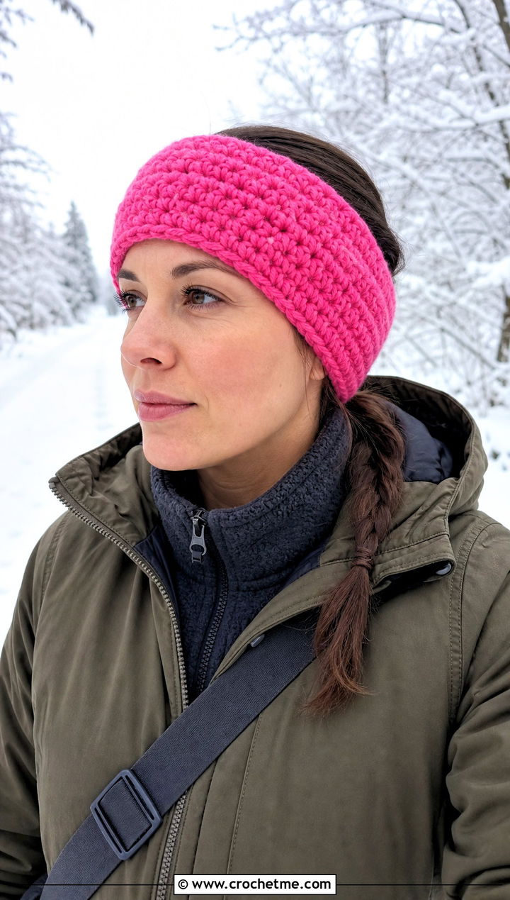 Double Thick Crochet Headband With Parka - 30 chunky crochet headband outfit ideas