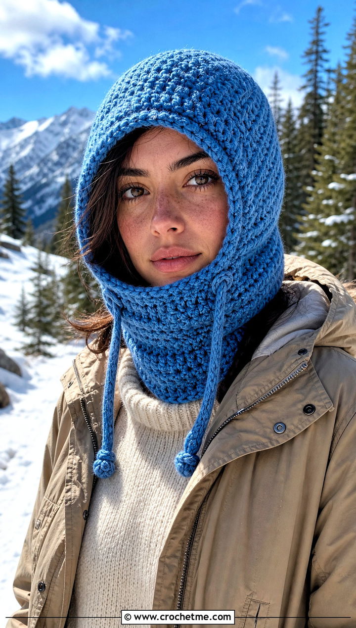 Drawstring Crochet Balaclava Beanie With Parka - 25 crochet balaclava beanie outfit ideas