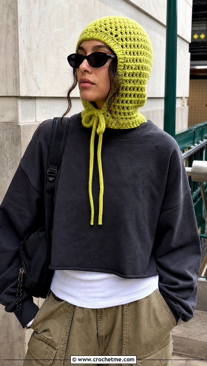 Drawstring Crochet Balaclava Hat With Cargo Pants - 25 crochet balaclava hat outfit ideas