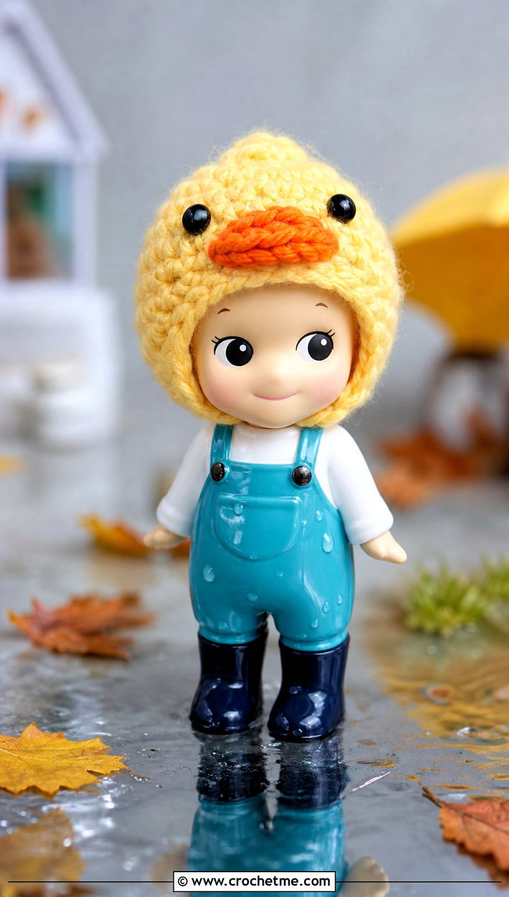 Duck Bonnet Sonny Angel Crochet Hat With Rain Overalls - 30 sonny angel crochet hat outfit ideas