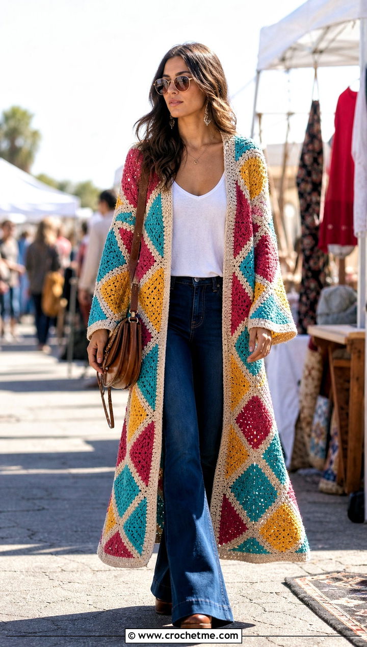 Duster Howl Crochet Coat With Flare Jeans - 25 howl crochet coat outfit ideas