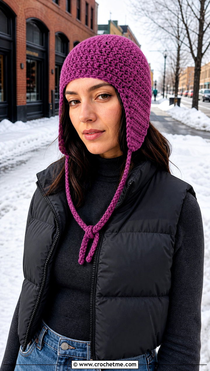 Ear Flap Crochet Balaclava Hat With Denim Midi Skirt - 25 crochet balaclava hat outfit ideas