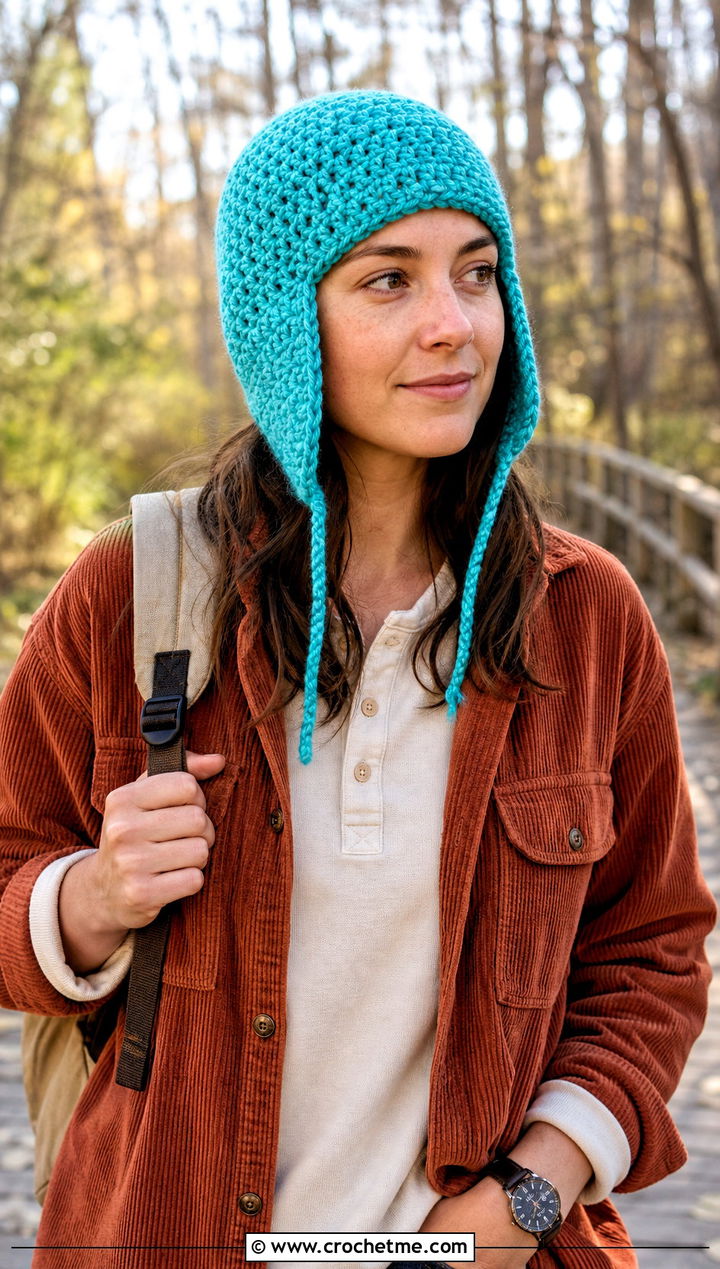 Ear Flap Crochet Balaclava With Shacket - 25 easy crochet balaclava outfit ideas