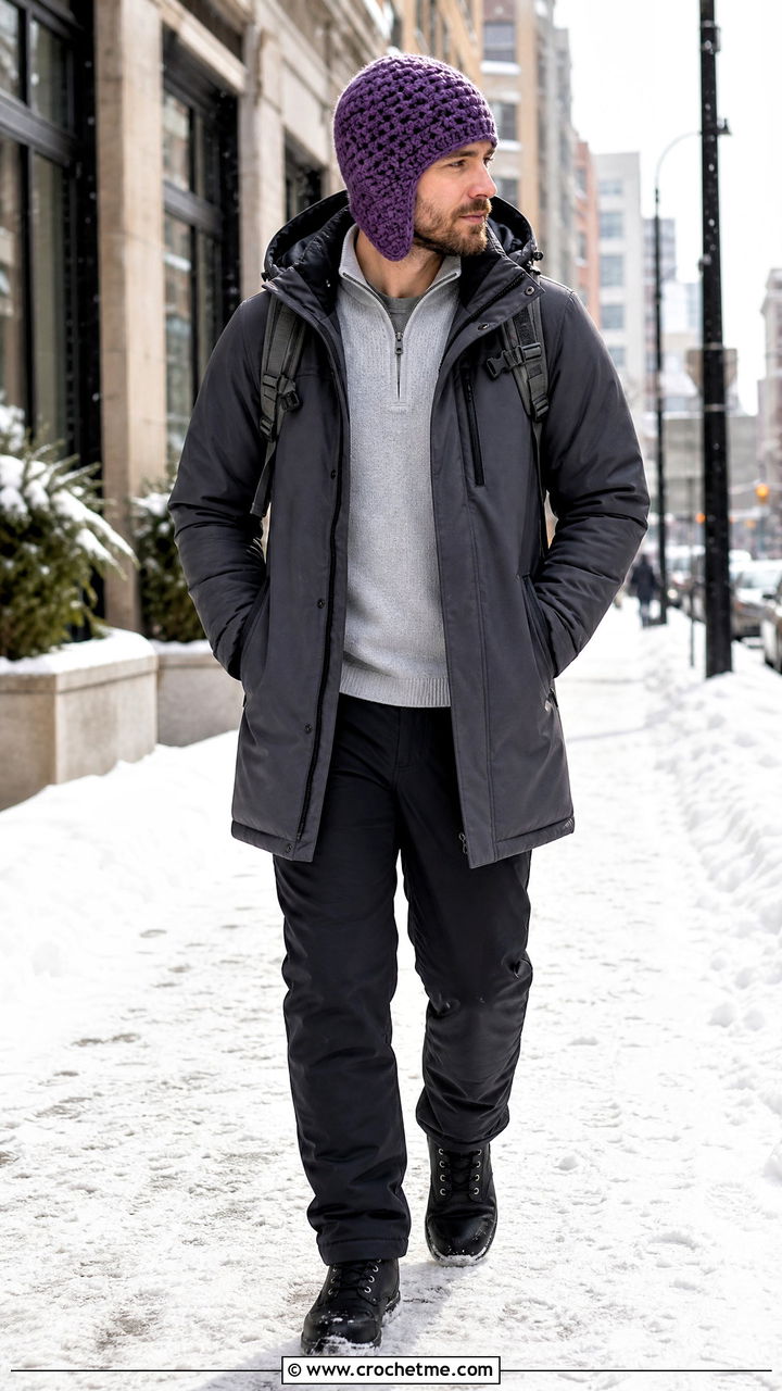 Ear Flap Crochet Fisherman Beanie With Parka - 35 crochet fisherman beanie outfit ideas