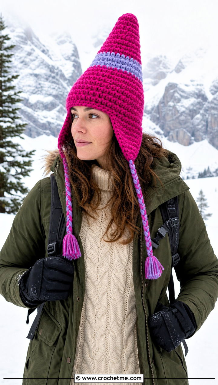 Ear Flap Crochet Traffic Cone Hat With Parka - 25 crochet traffic cone hat outfit ideas