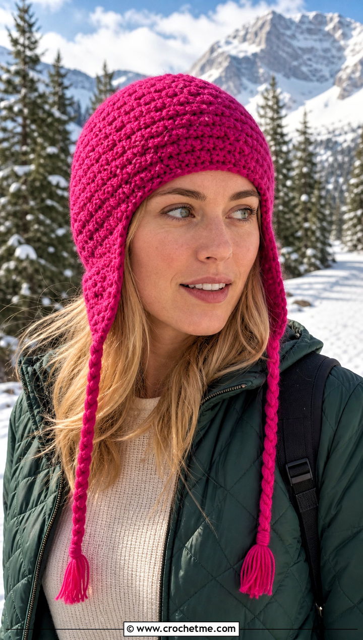 Earflap Alpine Stitch Hat With Quilted Jacket - 15 Alpine Stitch Crochet Hat outfit ideas