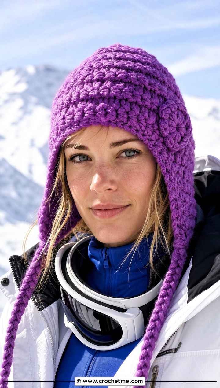 Earflap Bulky Yarn Crochet Beanie With Ski Jacket - 30 bulky yarn crochet beanie outfit ideas