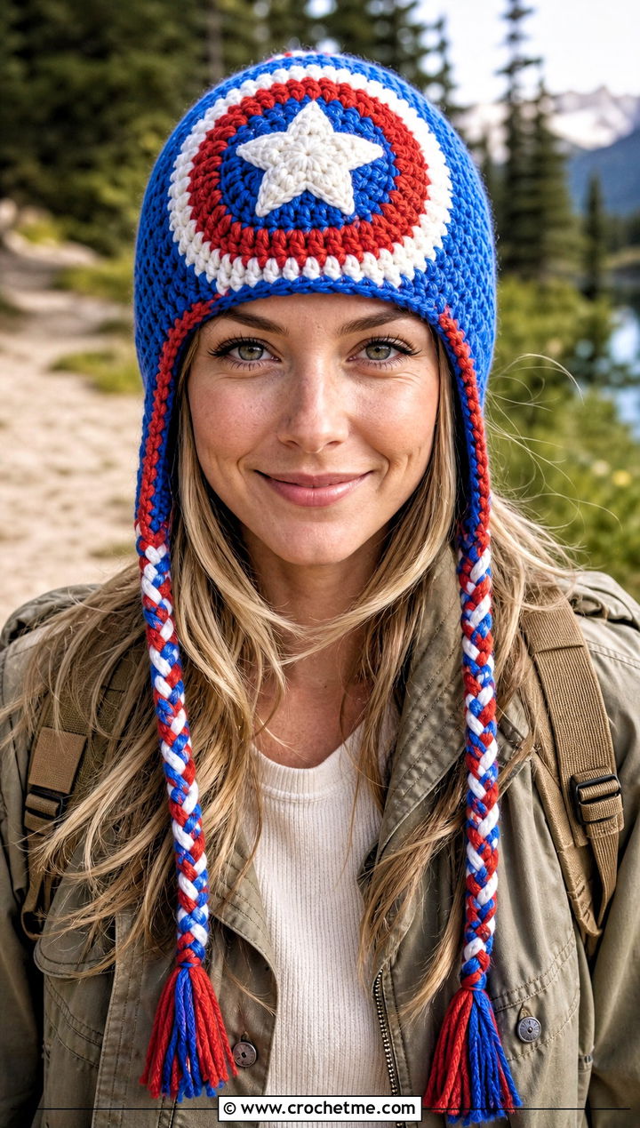 Earflap Captain America Crochet Beanie With Utility Jacket - 15 Captain America Crochet Beanie outfit ideas