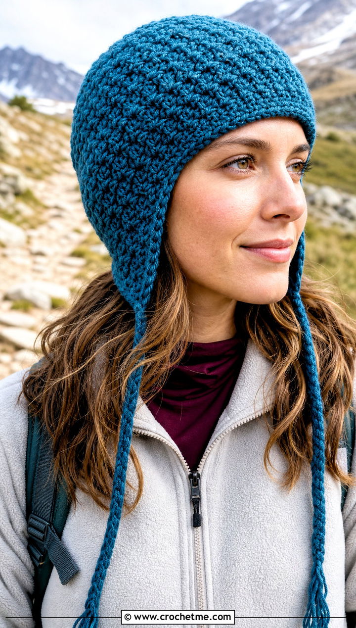 Earflap Crochet Beanie With Fleece Half Zip - 25 Fall Crochet Beanie outfit ideas