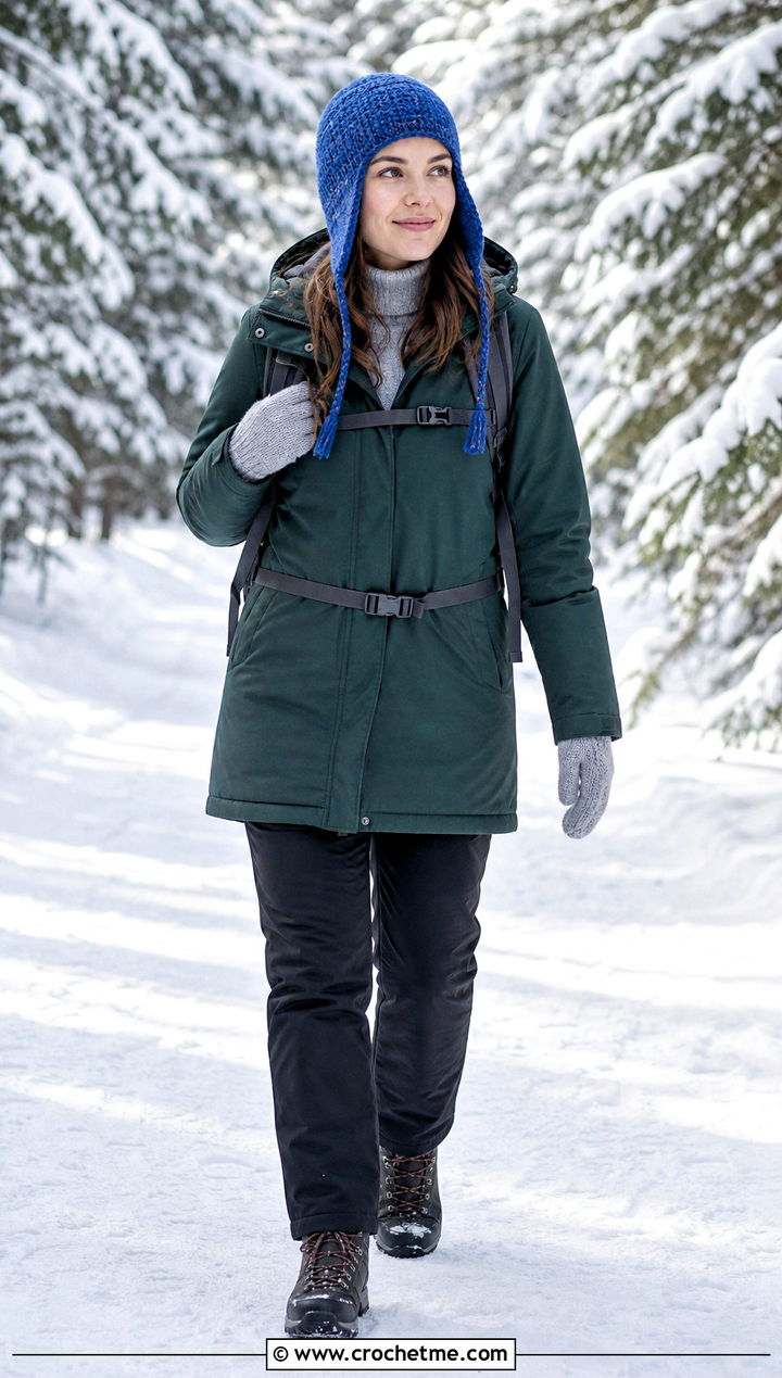 Earflap Crochet Beanie With Parka - 35 cute crochet beanie outfit ideas