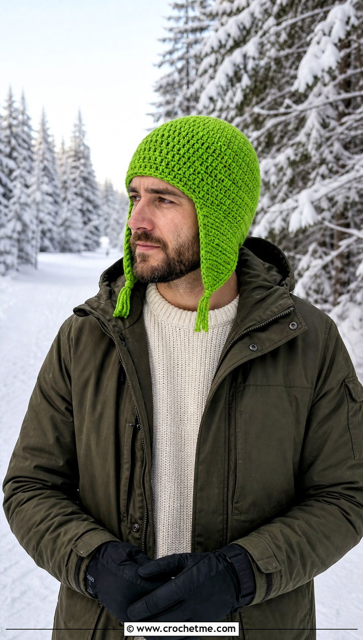 Earflap Crochet Beanie With Parka - 25 Easy Mens Crochet Beanie outfit ideas