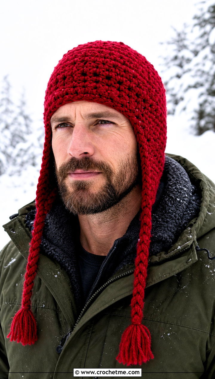Earflap Crochet Beanie With Parka - 25 mens winter crochet hats outfit ideas