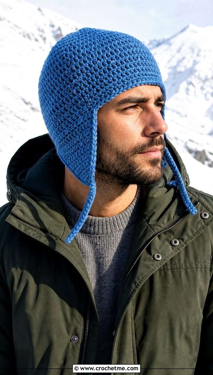 Earflap Crochet Beanie With Parka - 30 mens crochet hats men's beanie outfit ideas