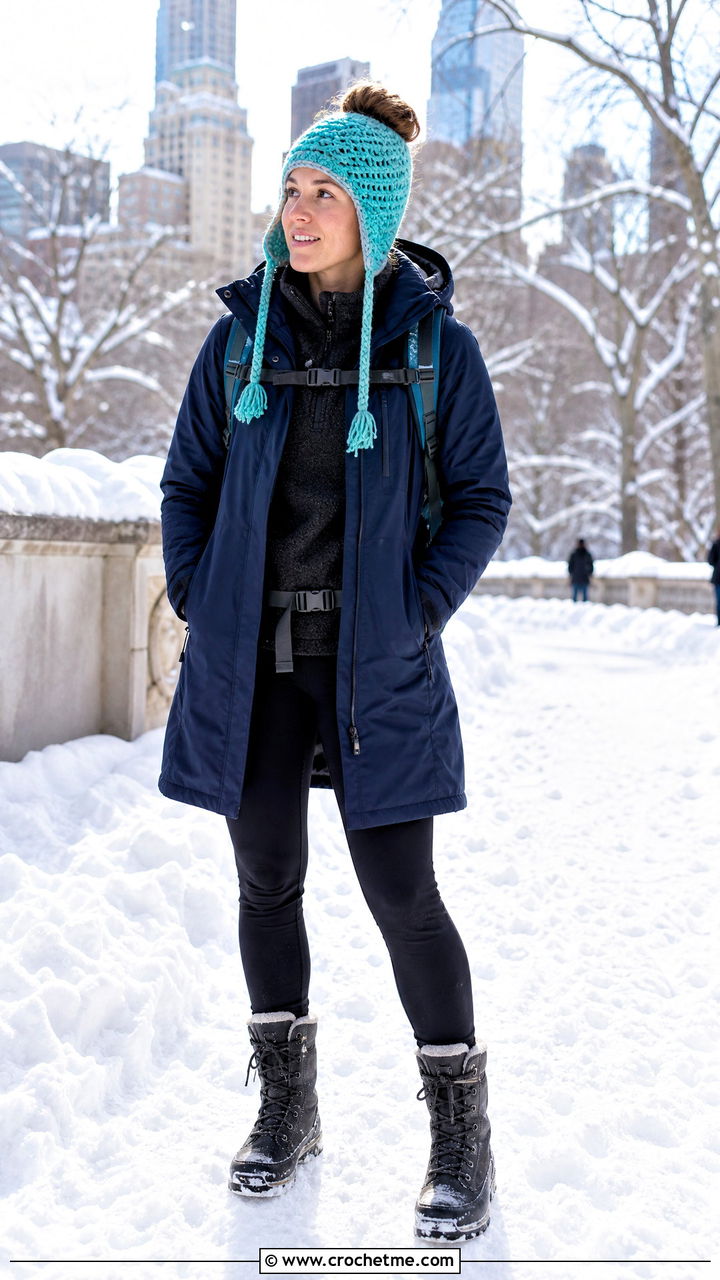 Earflap Crochet Bun Hat With Parka - 35 crochet bun hat outfit ideas