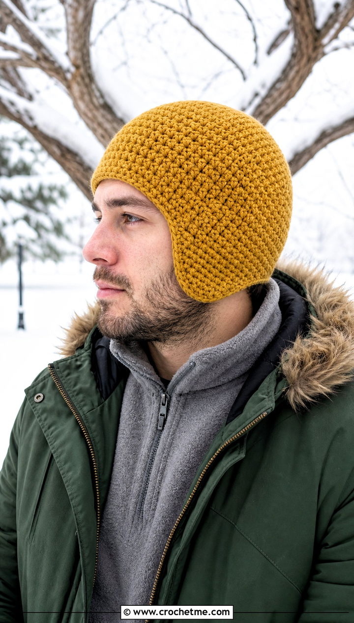 Earflap Crochet Chemo Cap With Parka - 25 Crochet Chemo Caps For Men outfit ideas