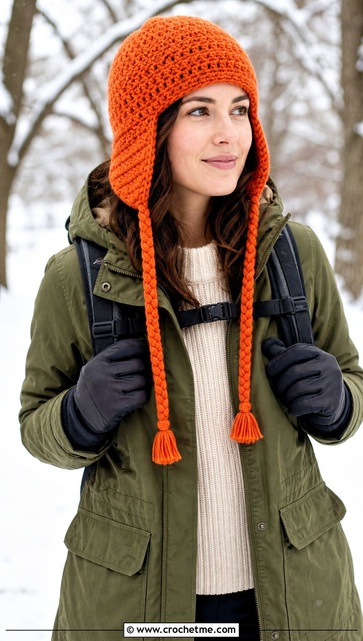 Earflap Crochet Hat With Cargo Pants - 15 diy crochet winter hat outfit ideas