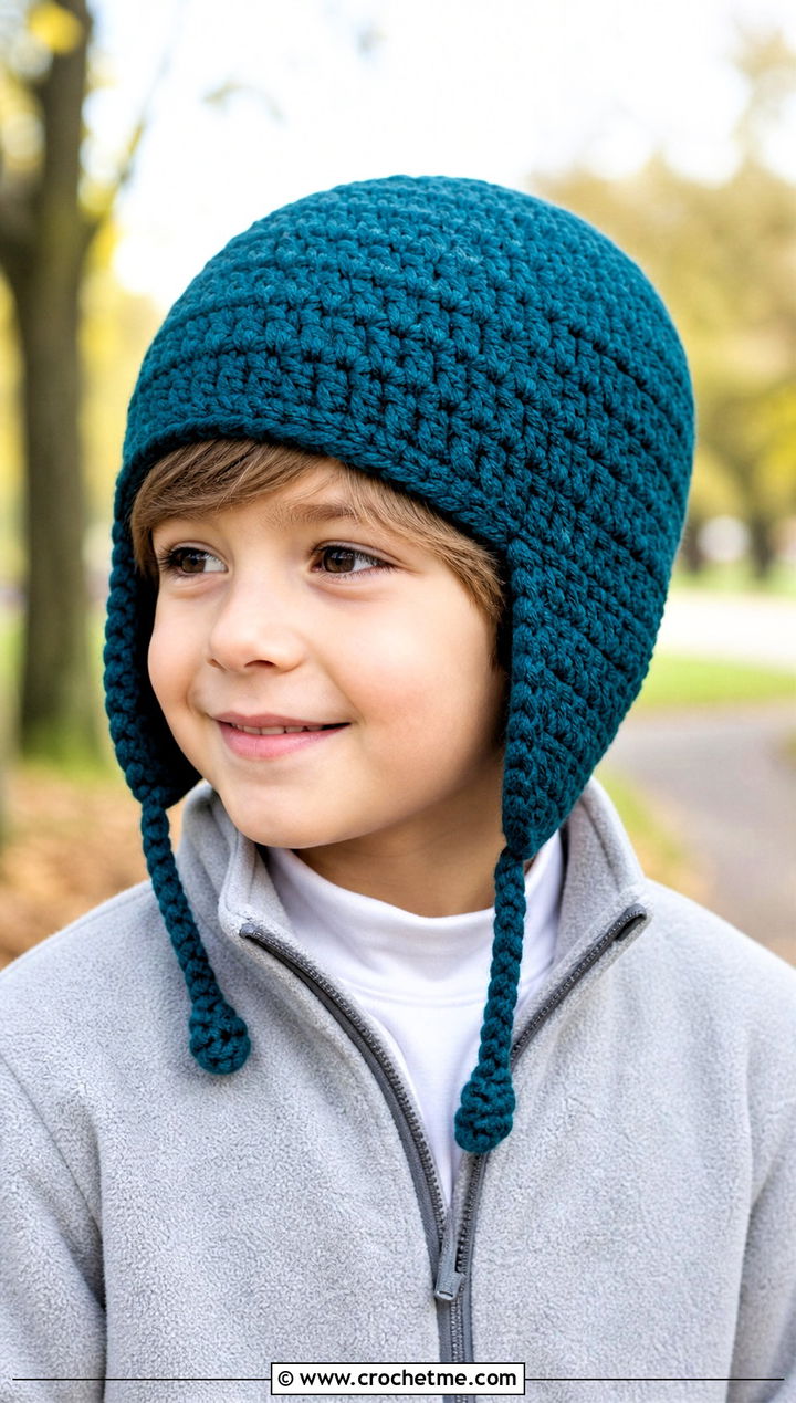 Earflap Crochet Hat With Fleece Jacket - 15 Childs Crochet Hat outfit ideas