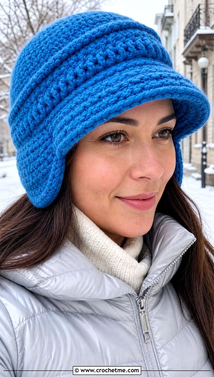 Earflap Crochet Scally Cap With Puffer Jacket And Knit Pants - 25 Crochet Scally Cap outfit ideas